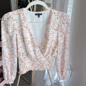 Violets & Roses Petite Formal Floral Blouse